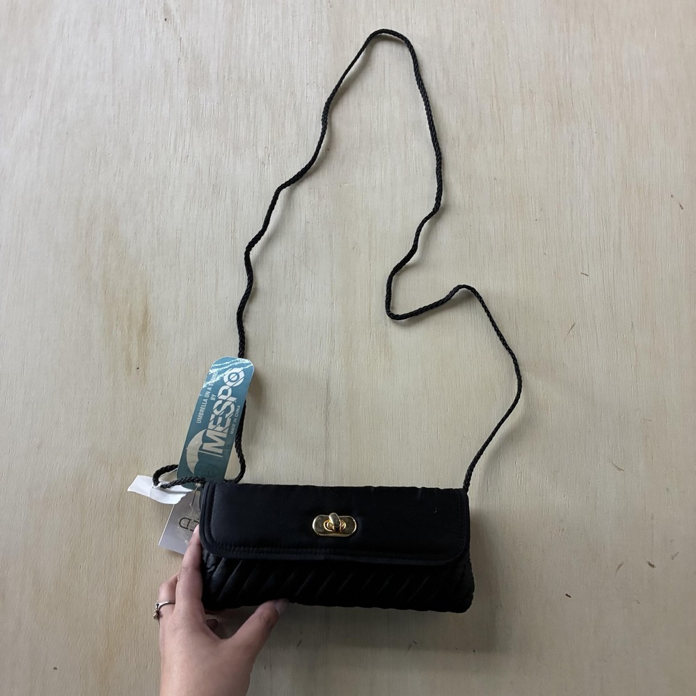 Magic Fold Black One Size Umbrella On A String Purse Women Nylon Compact Bag‎